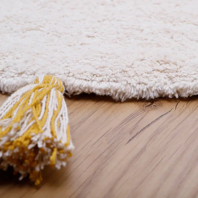 Tapis enfant coton lavable arc en ciel avec pompons RAINBOW nattiot-shop