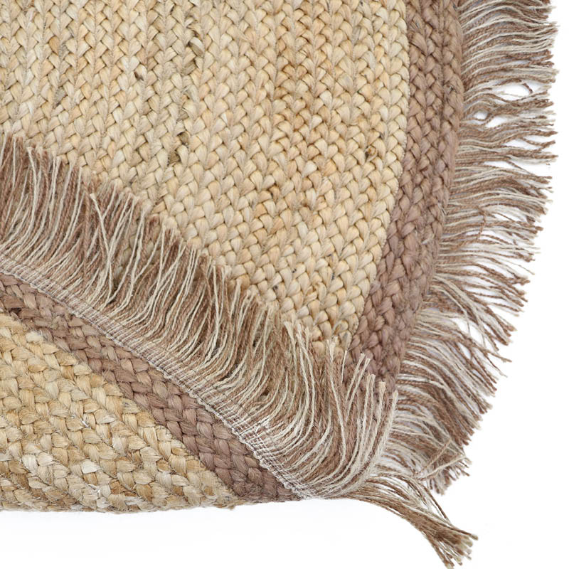 THAR tapis jute rond avec franges