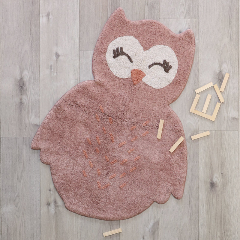 Tapis chambre enfant coton lavable petit hibou LITTLE PEPA