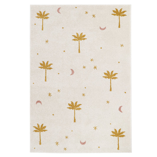 Tapis chambre enfant petits palmiers LITTLE PALM MIEL