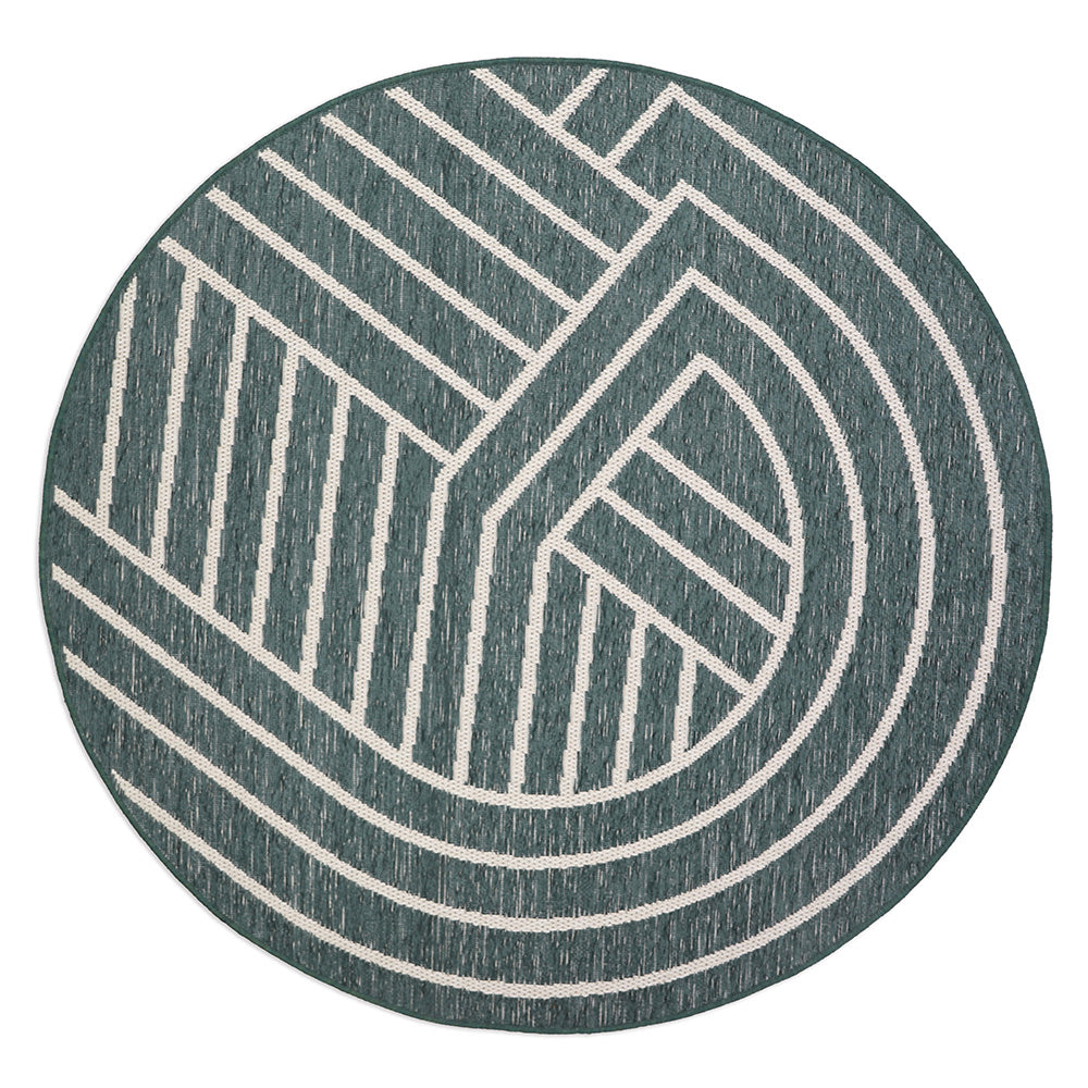 ELODIA GREEN geometric round rug