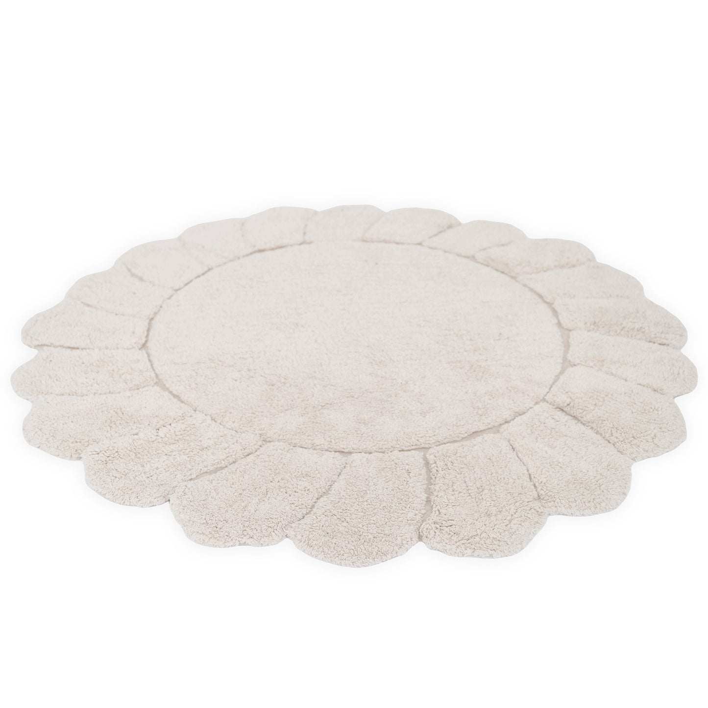 Round washable cotton children's bedroom rug "petals" finish GABRIELLE