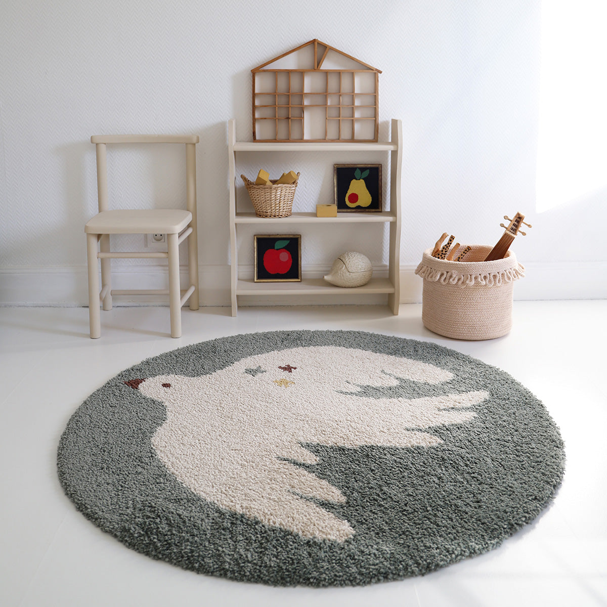 Tapis chambre enfant petit oiseau BOHEMIAN BIRD AQUA 