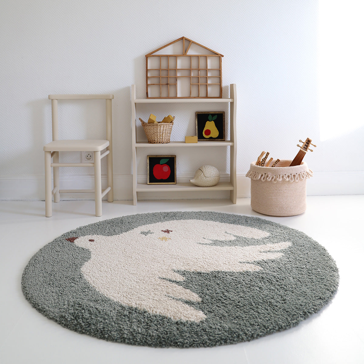 Tapis chambre enfant petit oiseau BOHEMIAN BIRD AQUA 