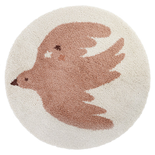 Tapis chambre enfant petit oiseau BOHEMIAN BIRD CREME 