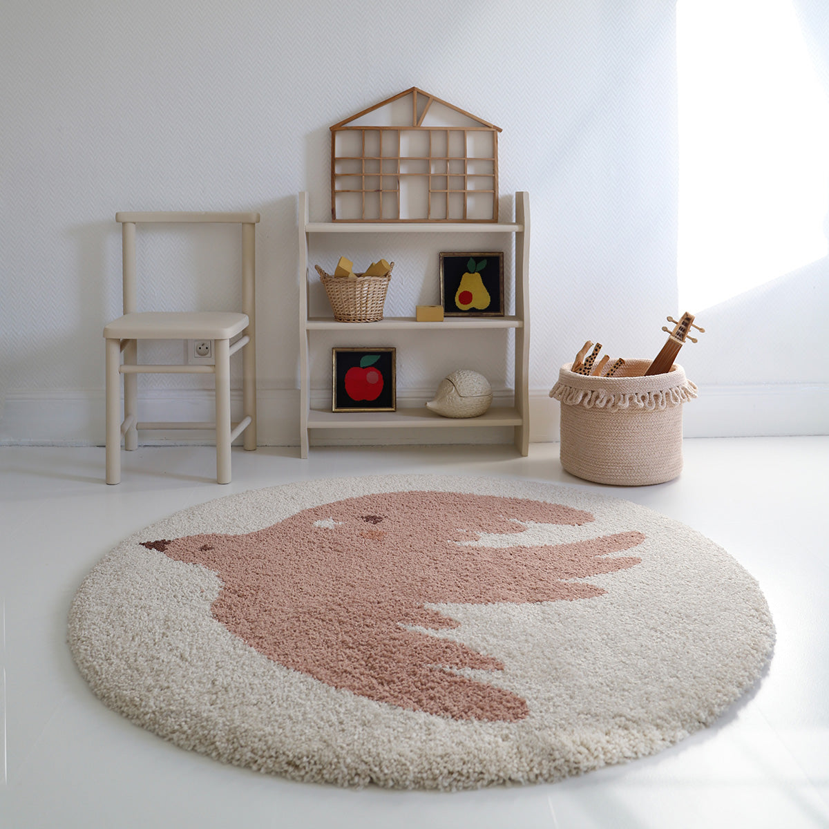 Tapis chambre enfant petit oiseau BOHEMIAN BIRD CREME 