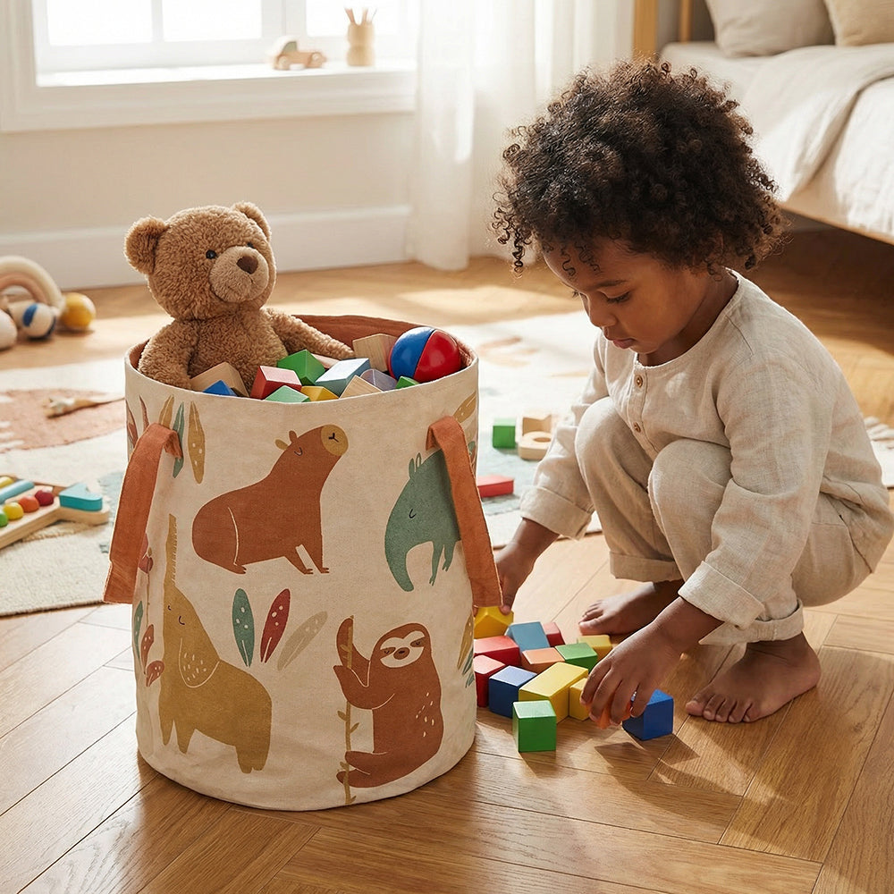 Panier de rangement pour chambre enfant JUNGLE SUNRISE nattiot-shop