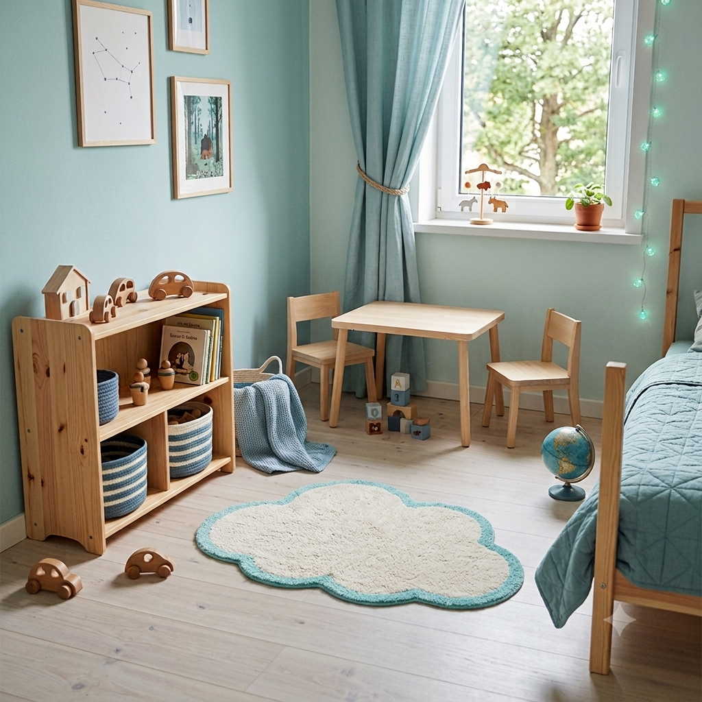 Tapis enfant nuage Little Nimbus Aqua