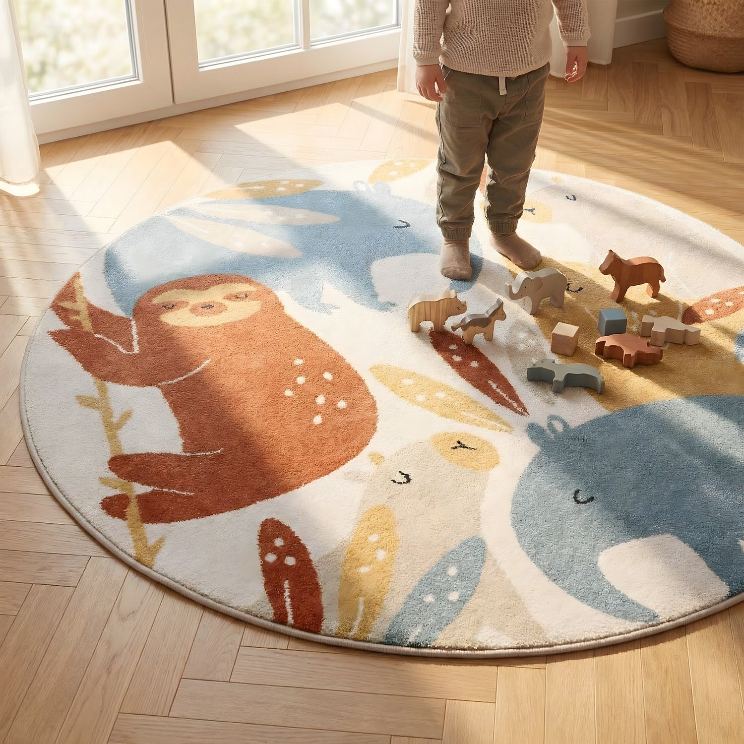 Tapis enfant tigre JUNGLE SUNRISE ROND nattiot-shop