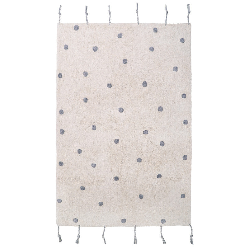 Tapis chambre enfant coton lavable à pois NÜMI Gris