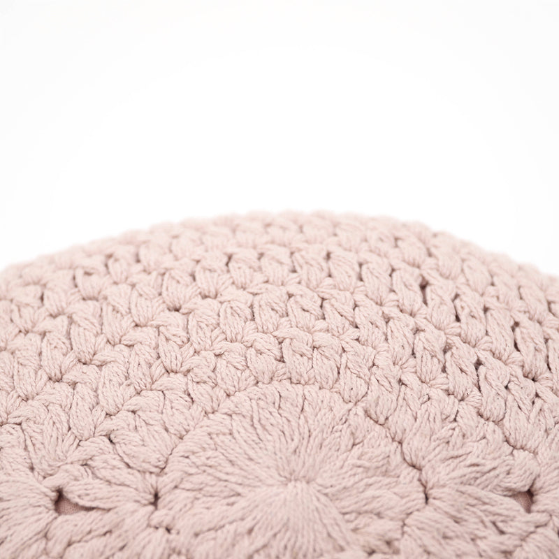 PLUME NUDE PINK crochet bohemian cushion