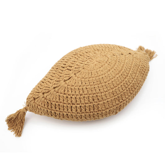 PLUME MUSTARD crochet bohemian cushion