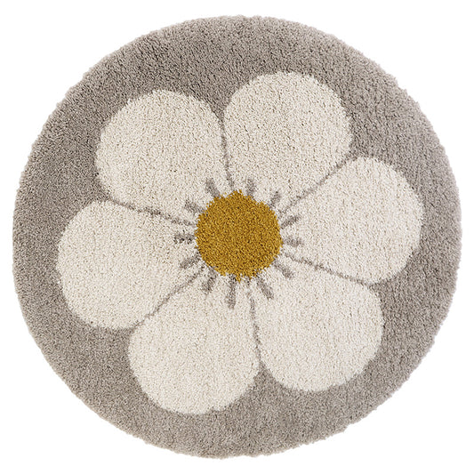 Bohemian Daisy beige round children's rug