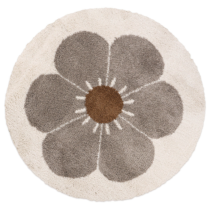 Bohemian Daisy round children's rug taupe